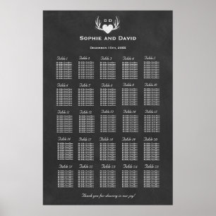 Poster Antlers & Coeur Attache Le Knot Seating Chart 250