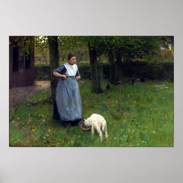 Poster Anton Mauve Femme de Laren avec agneau (Devant)