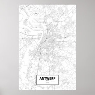 Poster Antwerp, Belgium (black on white)