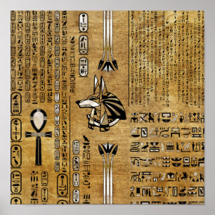Poster Anubis - Dieu égyptien - Or et Perle