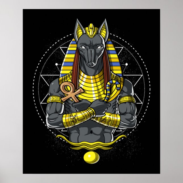 Poster Anubis Egyptian Wolf God Egypt Ankh Mythologie (Devant)