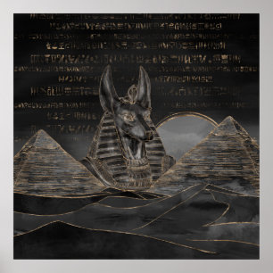 Poster Anubis sur les pyramides égyptiennes paysage