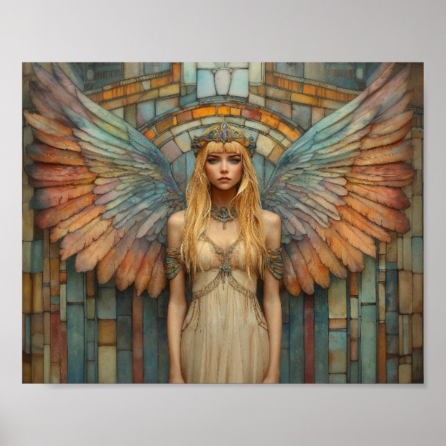 Poster Anunnaki déesse Ninhursag mosaïque Art Nouveau (Devant)