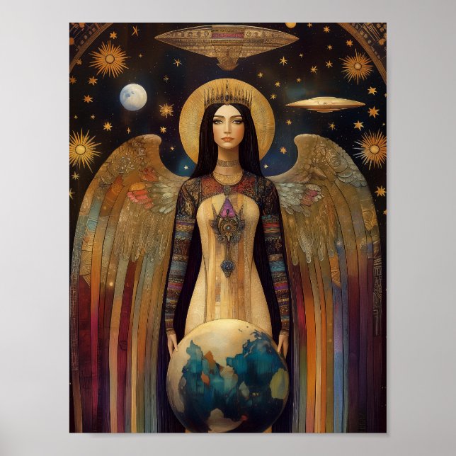 Poster Anunnaki Star déesse Ishtar Surreal OVNI Art (Devant)