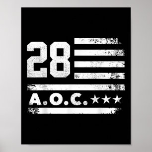 Poster Aoc 2028 A.o.c. 2028 Pour Président American Flag