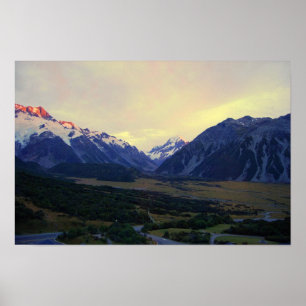 Poster Aoraki/Mont Cook, Nouvelle-Zélande, au lever du so