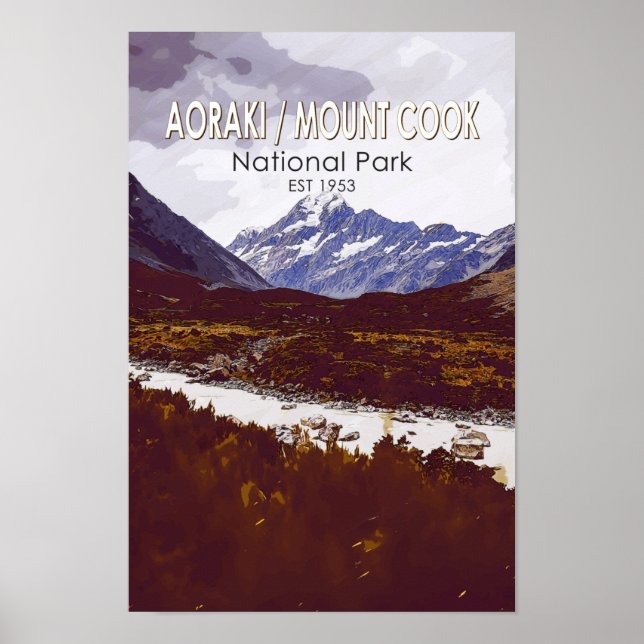 Poster Aoraki Mont Cook Parc National Nouvelle-Zélande Ré (Devant)