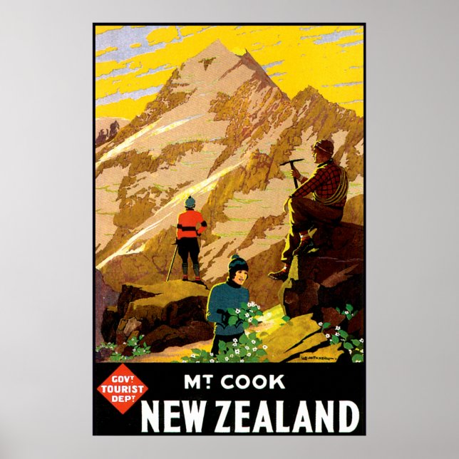 Poster Aoraki Mount Cook Nouvelle-Zélande (Devant)