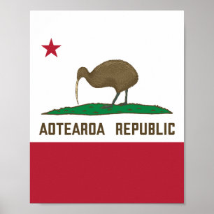 Poster Aotearoa République Kiwi Drapeau Nouvelle-Zélande