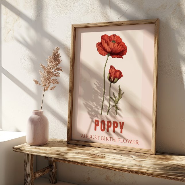 Poster Août Fleur Poppy Anniversaire (Créateur téléchargé)