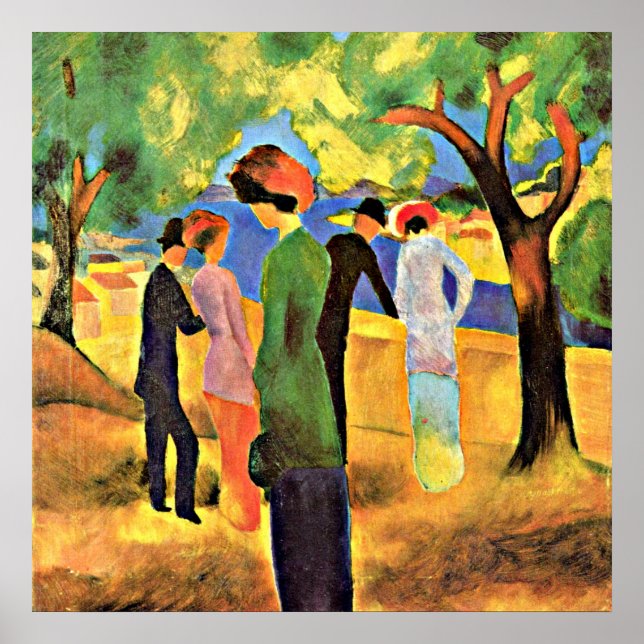 Poster Août Macke art : Femme dans une veste verte, (Devant)