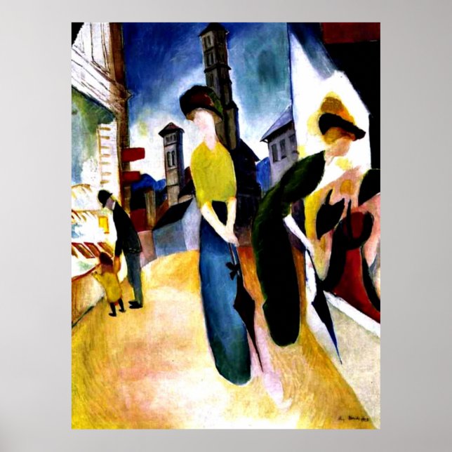 Poster Août Macke - Deux femmes devant une boutique Casqu (Devant)