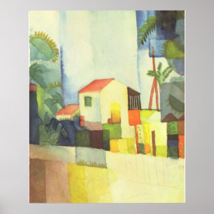 Poster Août Macke - Helles Haus 1914 Bright House