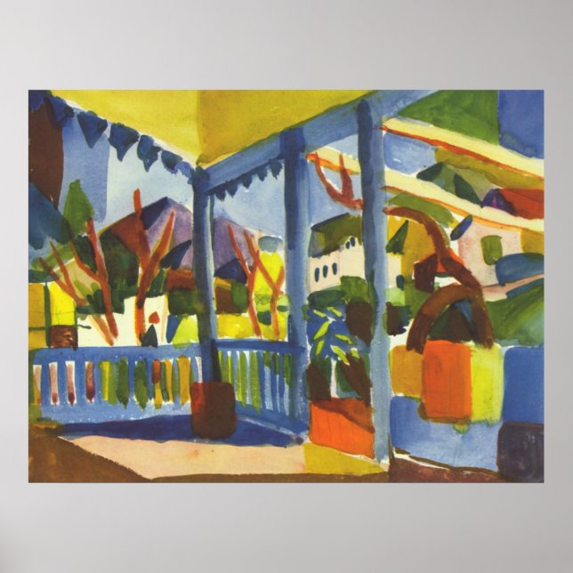 Poster août Macke - Terrasse à St. Germain 1914 (Devant)