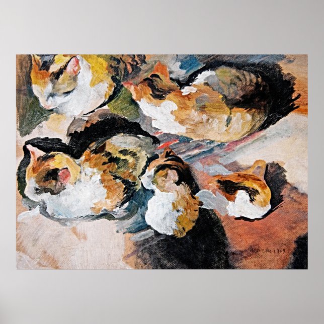 Poster Août Macke's Cat—Élégance rétro pour votre mur (Devant)