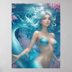 Poster *~* AP60 Déesse de l'eau Imaginaire Sirène de mer 
