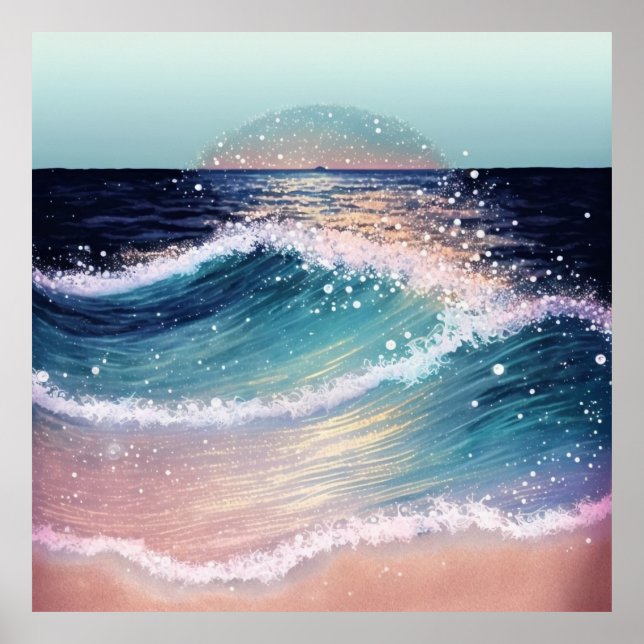 Poster *~* AP60 Parties scintillant de mer Plage de sable (Devant)