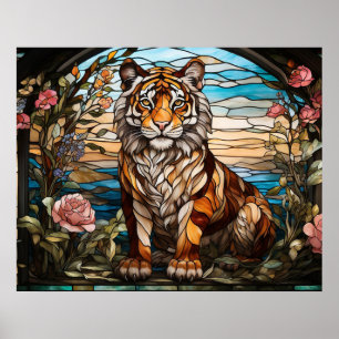 Poster *~* AP68 Imaginaire TIGER Tissu Verre brillant 5:4