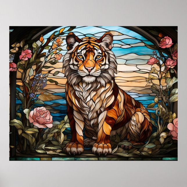 Poster *~* AP68 Imaginaire TIGER Tissu Verre brillant 5:4 (Devant)