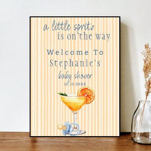 Poster Aperol Spritz Bleu Orange Citron Garçon Baby Showe