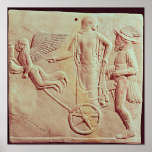 Poster Aphrodite et Hermes sur un char