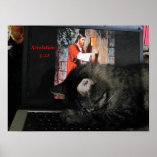 Poster Apocalypse 3:20 avec chat en prière
