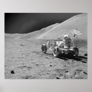 Poster Apollo 15 Astronaut et véhicule itinérant lunaire
