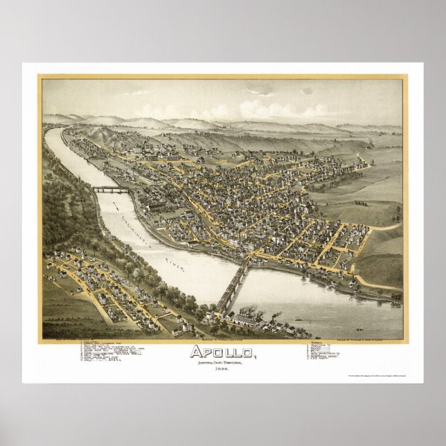 Poster Apollo, PA Carte panoramique - 1896 (Devant)