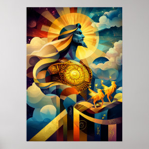 Poster Apollon - Légende Cubiste Minimaliste - Dieu du So