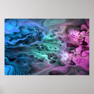 Poster Apophyse Fractal Art II - vert rose bleu