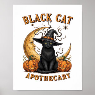 Poster Apothecaire de chat noir - Lune de cuisine d'Hallo