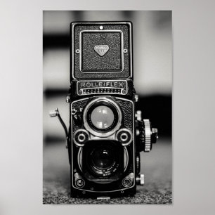 Poster Appareil photo vintage noir et blanc