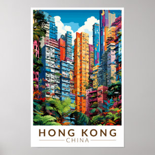Poster Appartements de voyage d'art vintage de Hong Kong