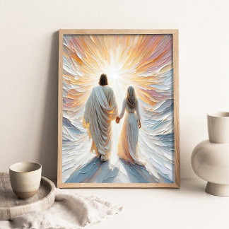 Poster Appelant la foi, Art chrétien, Jésus marchant avec