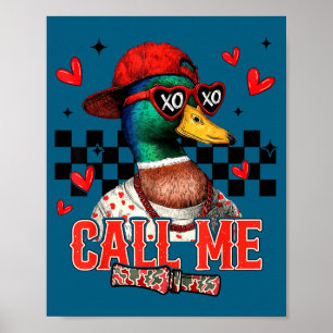 Poster Appelez-Moi Chasse Au Canard Colvert Joyeuse Saint