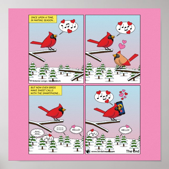 Poster Appels de accouplement d'oiseaux modernes comique (Devant)