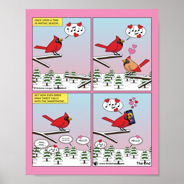 Poster Appels de accouplement d'oiseaux modernes comique (Devant)