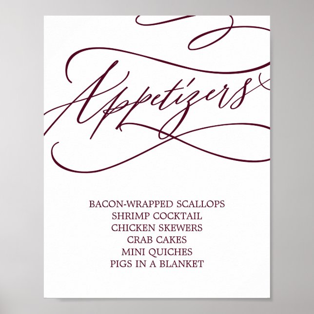 Poster Appétitifs de mariage au texte bourguignon romanti (Devant)