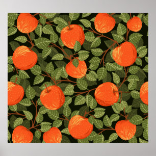 Poster Apple Harvest : Feuilles verts Vintages