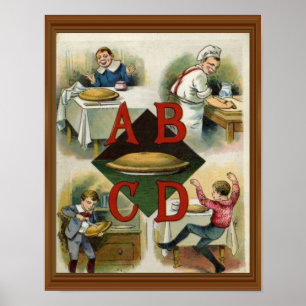 Poster Apple Pie Alphabet 19ème siècle Illustration Art