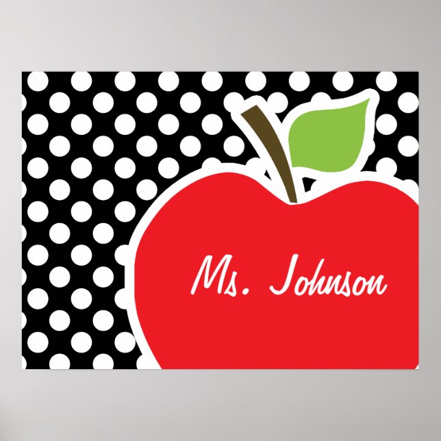 Poster Apple sur les Pois noirs et blancs (Devant)