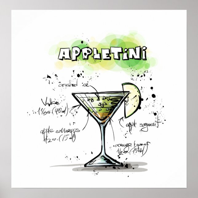 Poster AppleTini Drink Recette Conception (Devant)