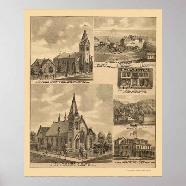 Poster Appleton, MN Carte panoramique - 1874 (Devant)