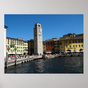 Poster Apponale Tower and harbour at Riva del Garda.