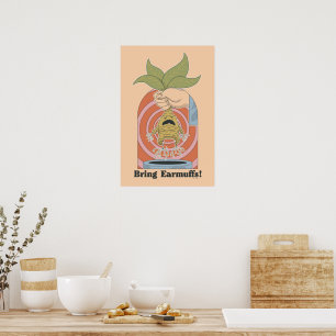 Poster "Apportez des cache-oreilles !" Graphisme hurleur 