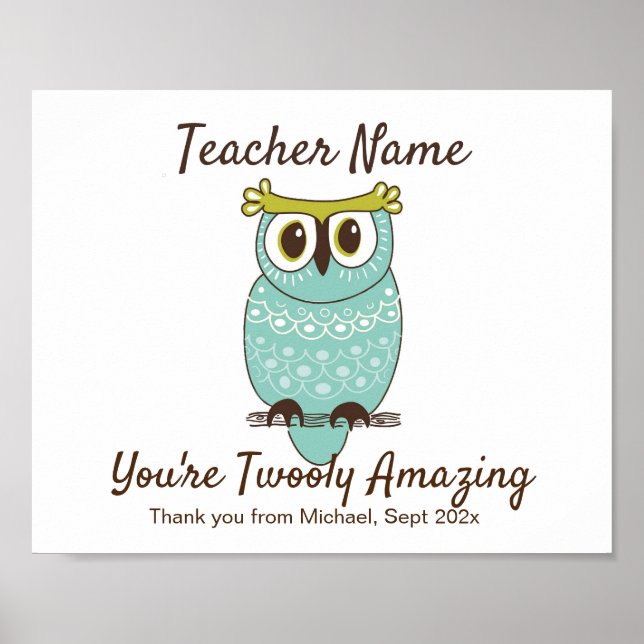 Poster Appréciation de l'enseignant do-it-yourself Owl Ha (Devant)