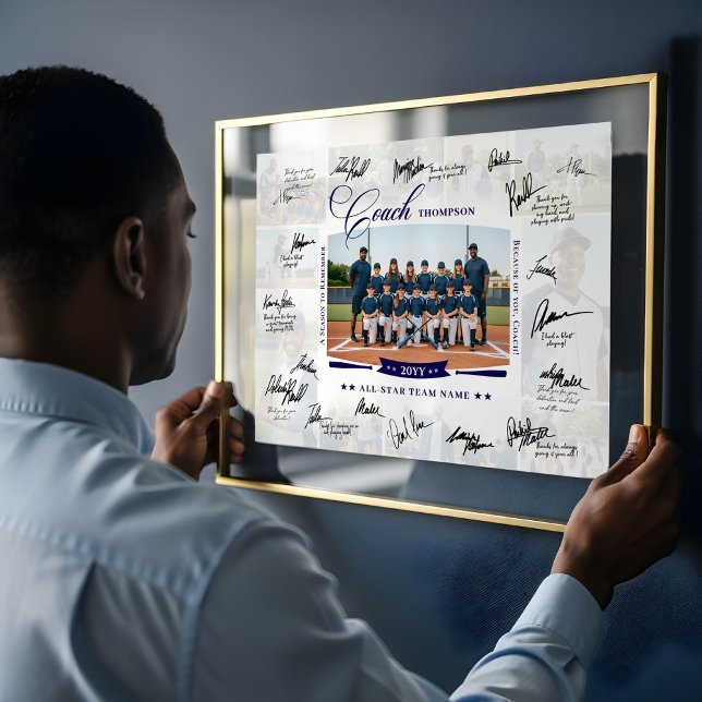 Poster Appréciation de l'entraîneur Photo Collage Signatu (Coach Appreciation Photo Collage Team Signature Poster (Example of how you can sign the poster))