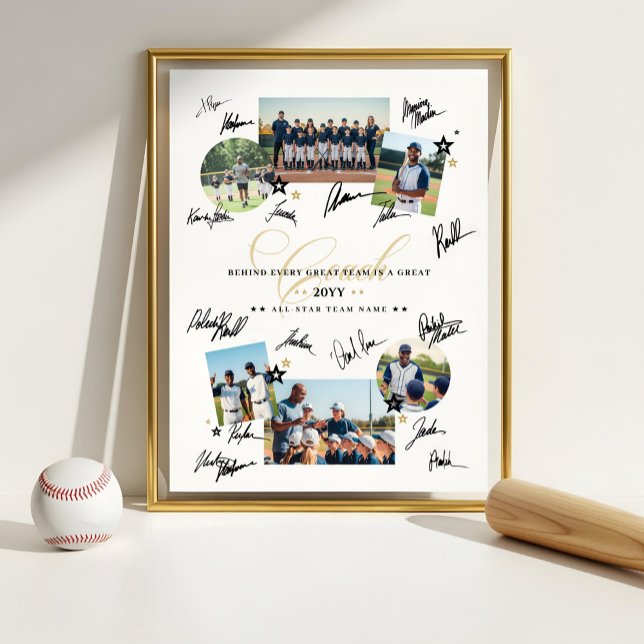 Poster Appréciation de l'entraîneur Photo Collage Signatu (Coach Appreciation Photo Collage Team Signature Poster (Example of how you can sign the poster))