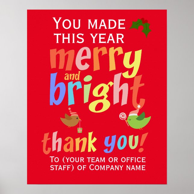 Poster Appréciation du Merci des employés de Noël (Devant)