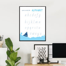 Apprendre à écrire l'affiche de l'alphabet pour le